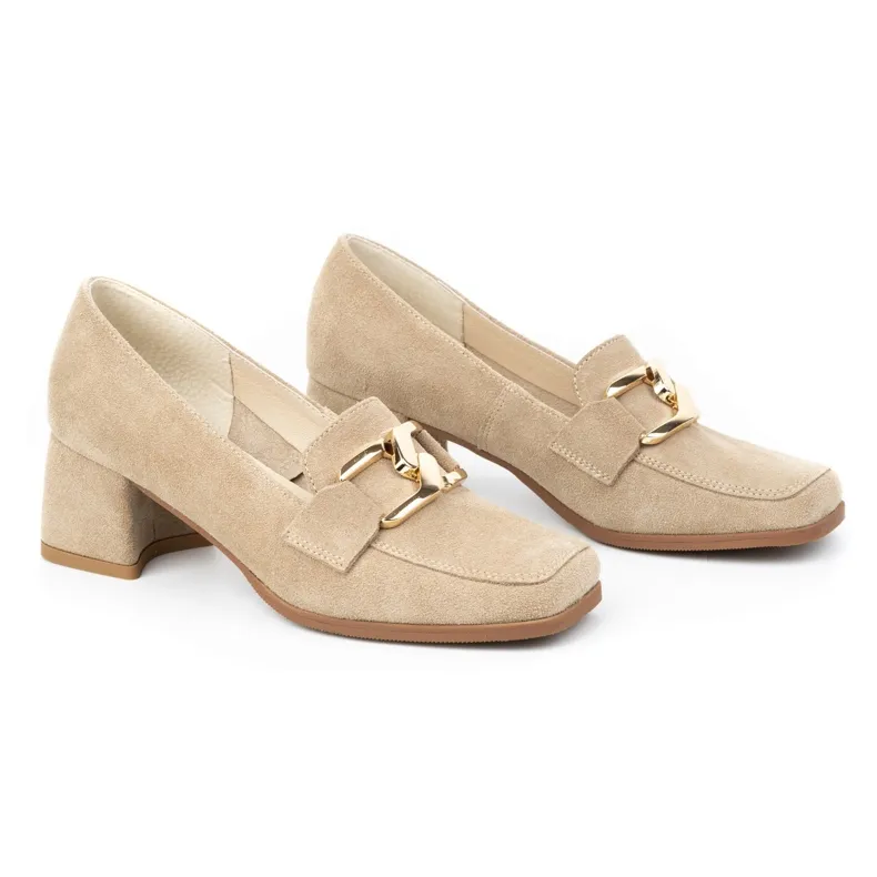 Exquisite Women's suede pumps with heels 1355EX beige