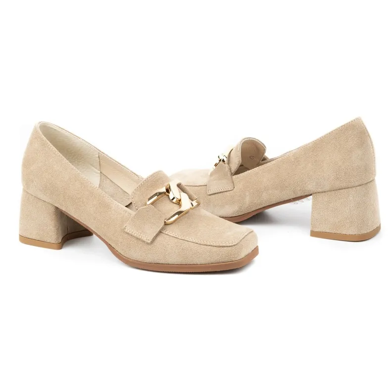 Exquisite Women's suede pumps with heels 1355EX beige