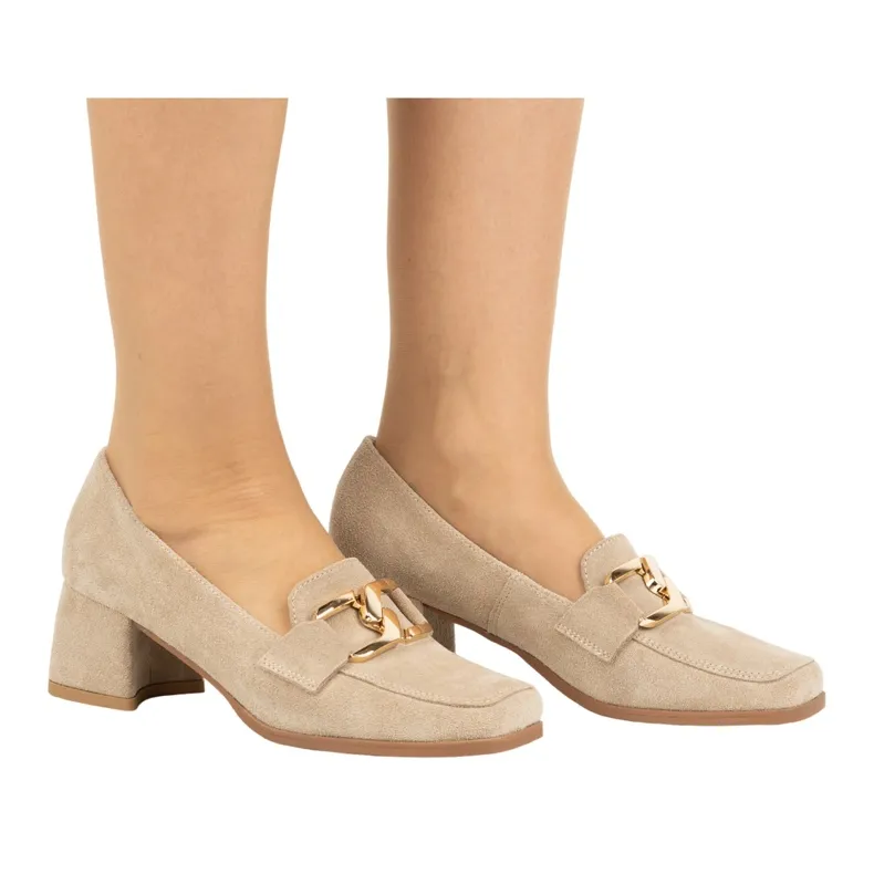 Exquisite Women's suede pumps with heels 1355EX beige