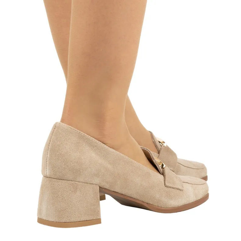 Exquisite Women's suede pumps with heels 1355EX beige