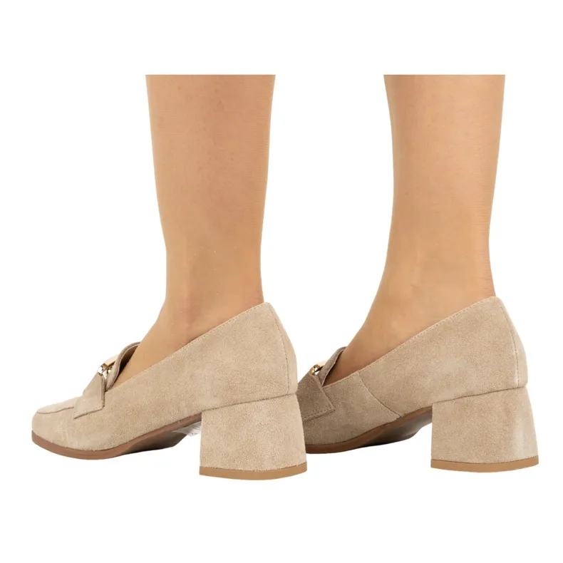 Exquisite Women's suede pumps with heels 1355EX beige