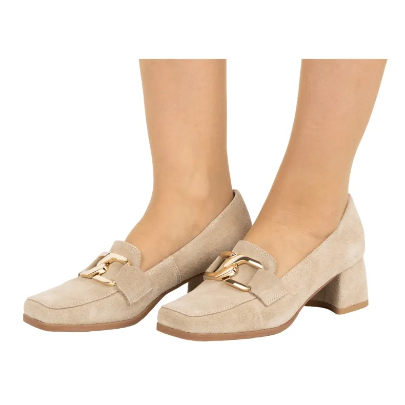 Exquisite Women's suede pumps with heels 1355EX beige