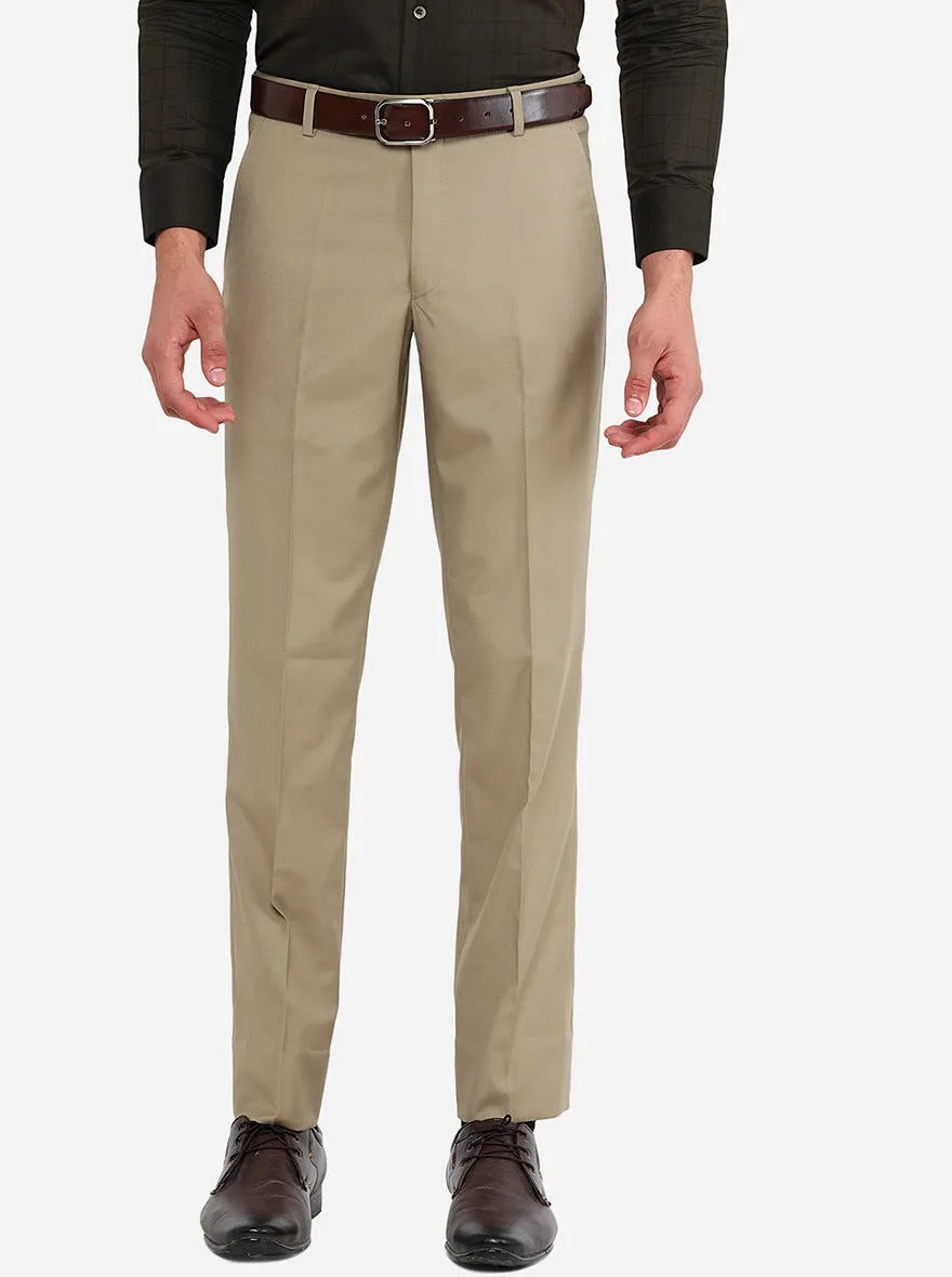 Fawn Slim Fit Formal Trouser by Greenfibre