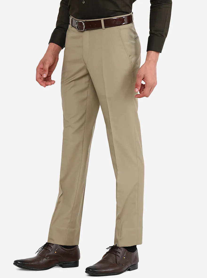 Fawn Slim Fit Formal Trouser by Greenfibre