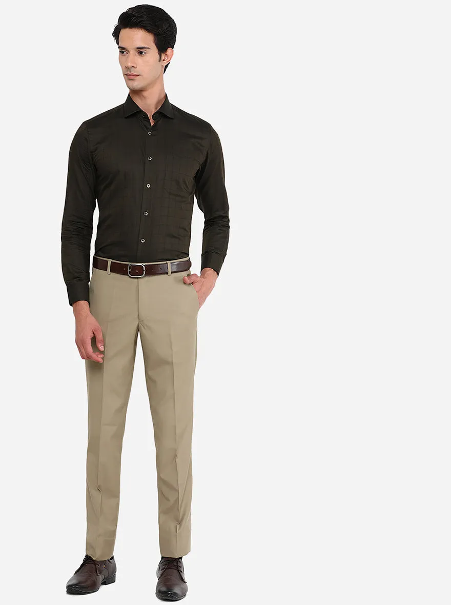 Fawn Slim Fit Formal Trouser by Greenfibre