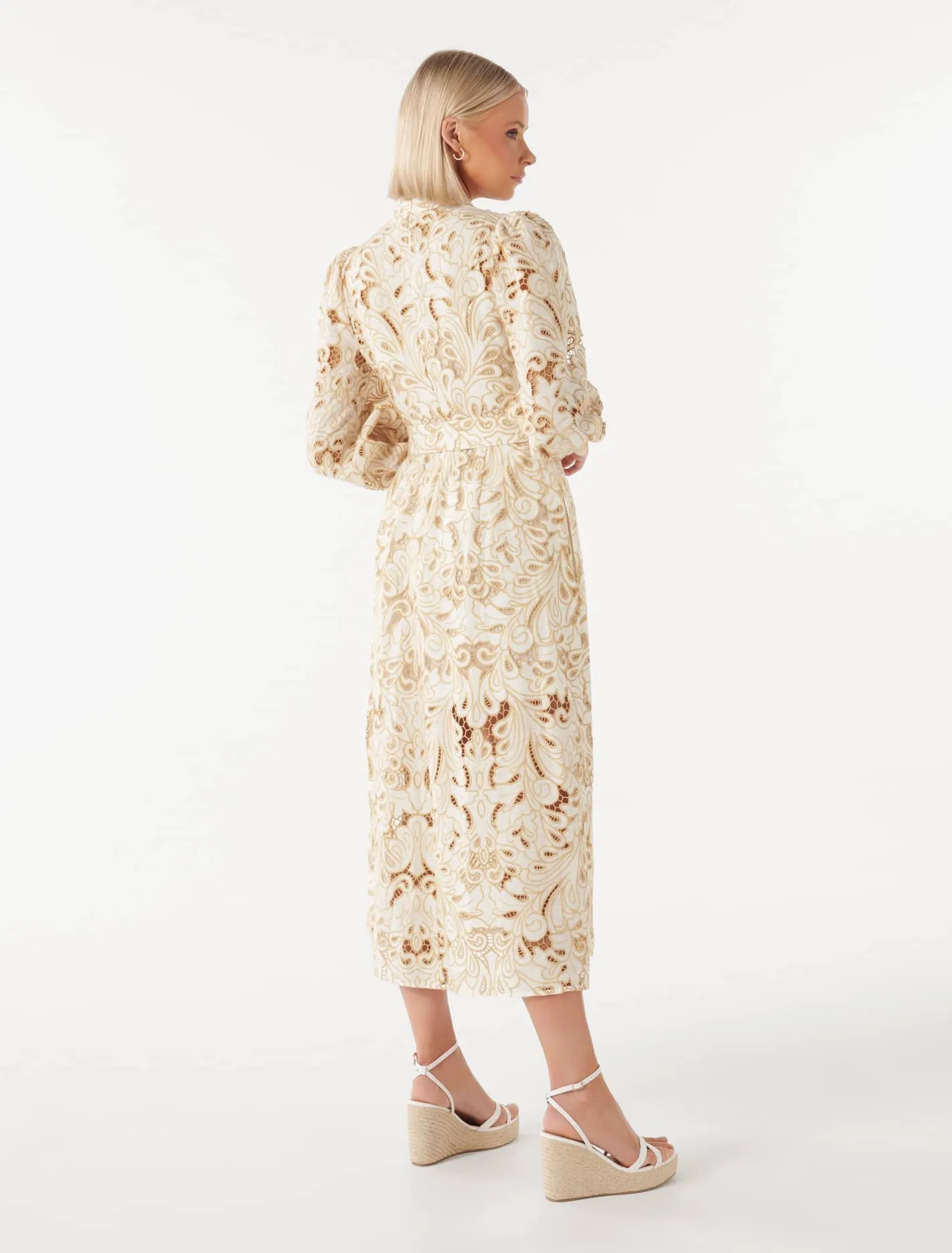 Fifi Broderie Long-Sleeve Midi Dress