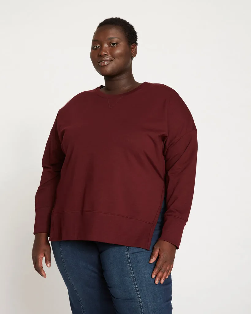 Fiona Side Slit Sweatshirt - Black Cherry