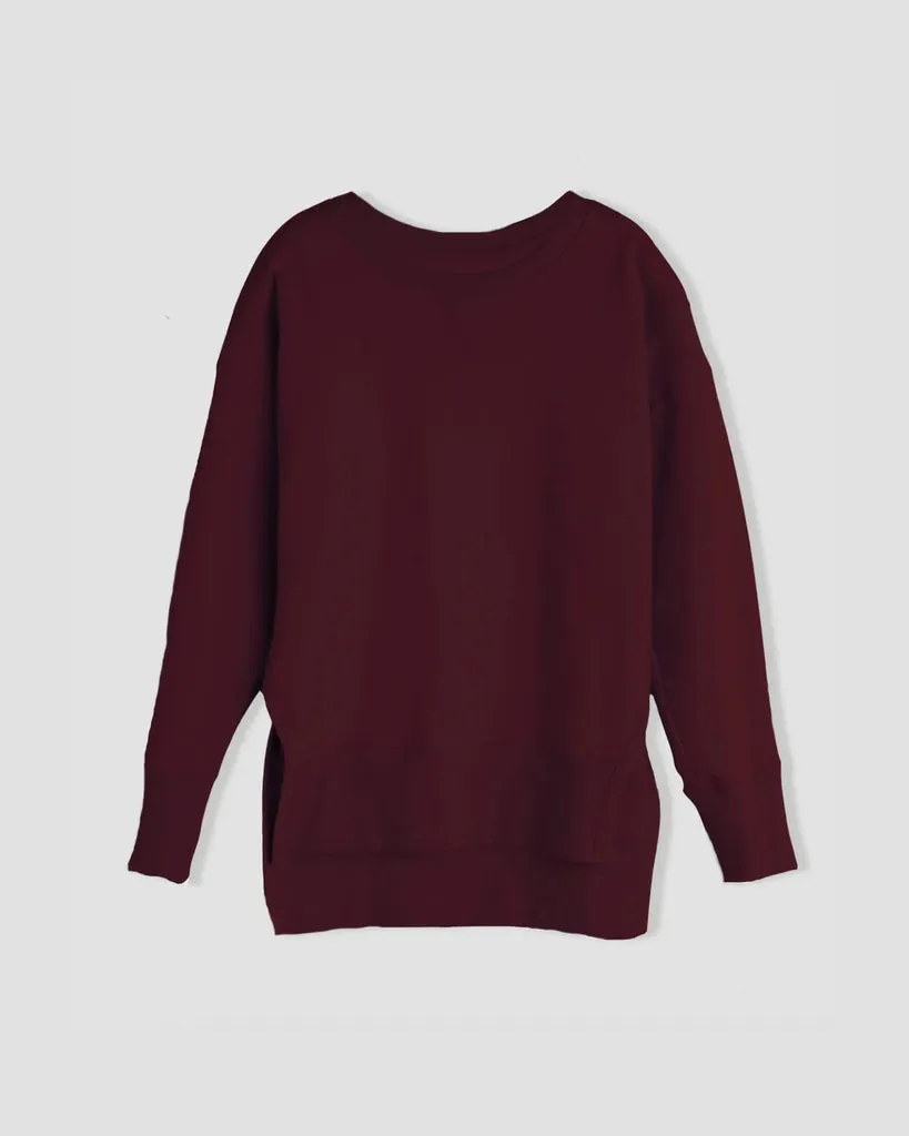 Fiona Side Slit Sweatshirt - Black Cherry