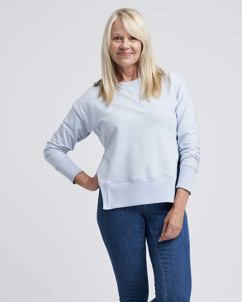 Fiona Side Slit Sweatshirt - Light Blue