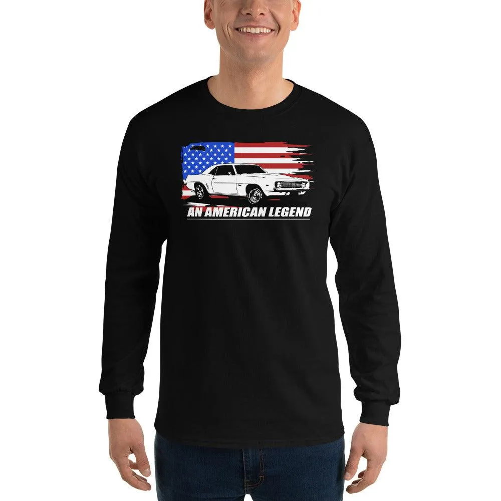 First Generation American Flag Design Long Sleeve T-Shirt for 1969 Camaro