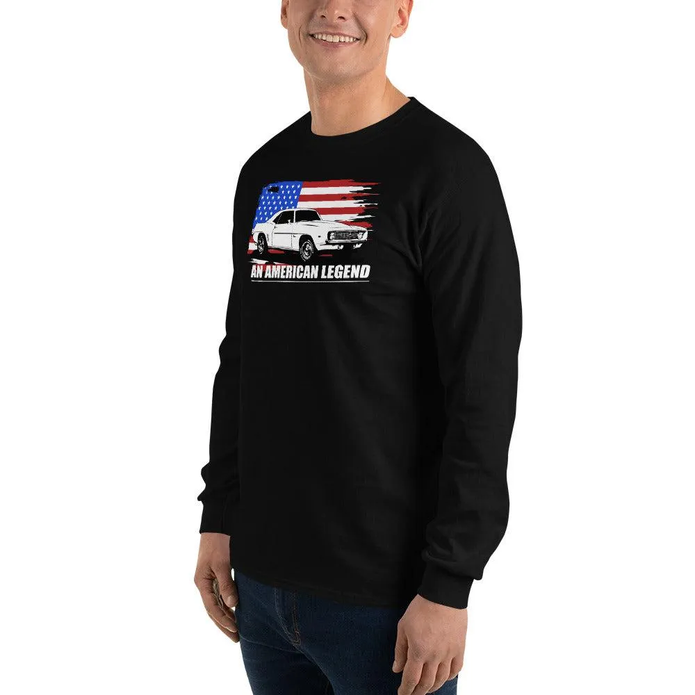 First Generation American Flag Design Long Sleeve T-Shirt for 1969 Camaro