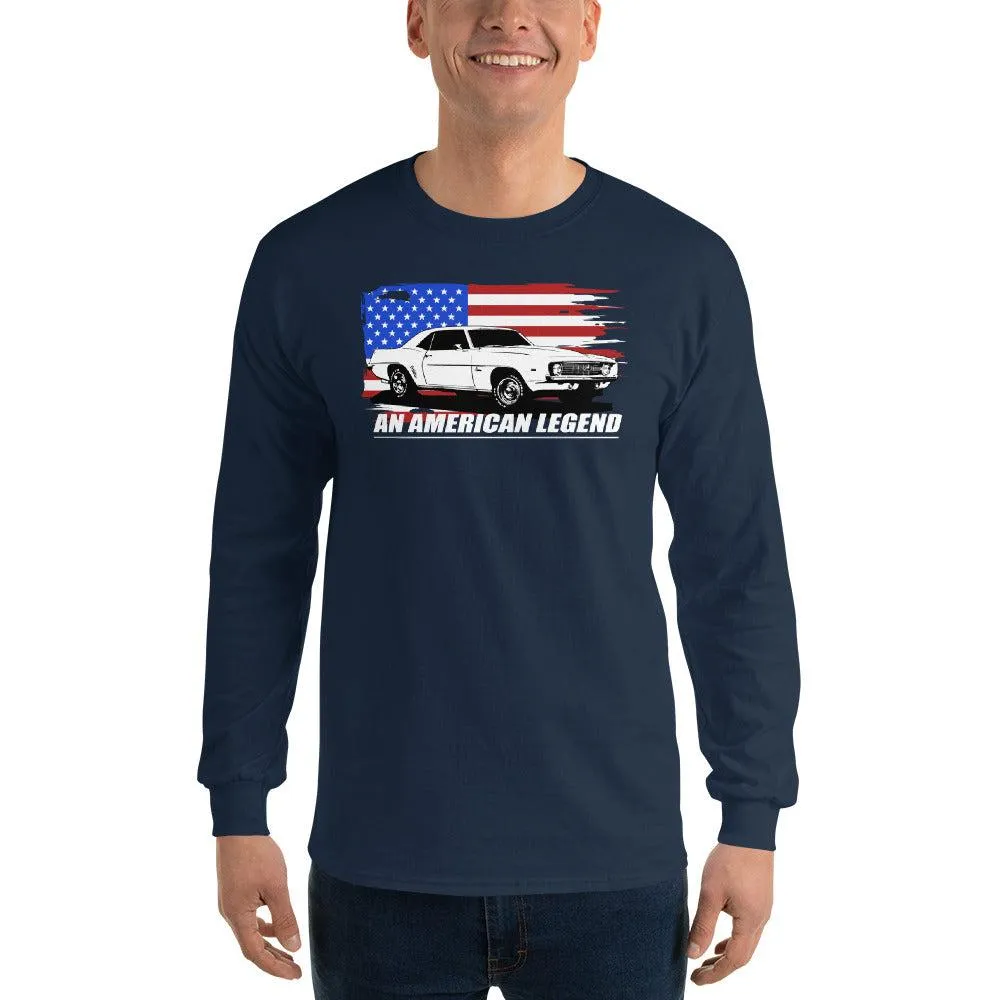 First Generation American Flag Design Long Sleeve T-Shirt for 1969 Camaro