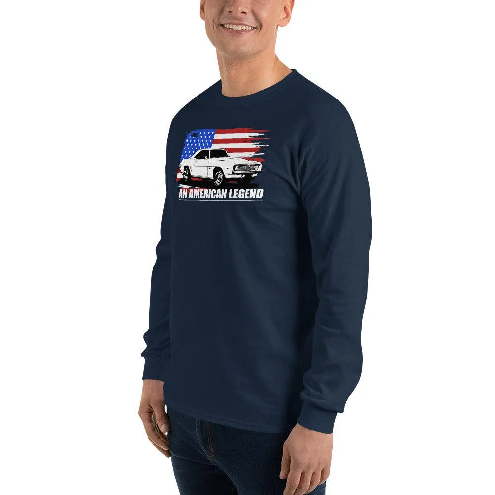 First Generation American Flag Design Long Sleeve T-Shirt for 1969 Camaro