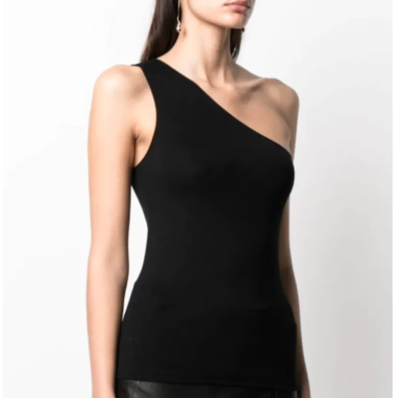 Fitted One Shoulder Tank - Black