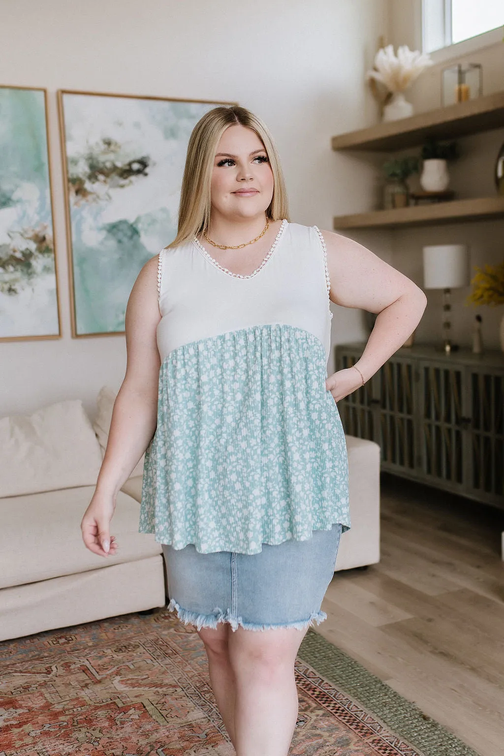 Floral Peplum Top with Daisy Print