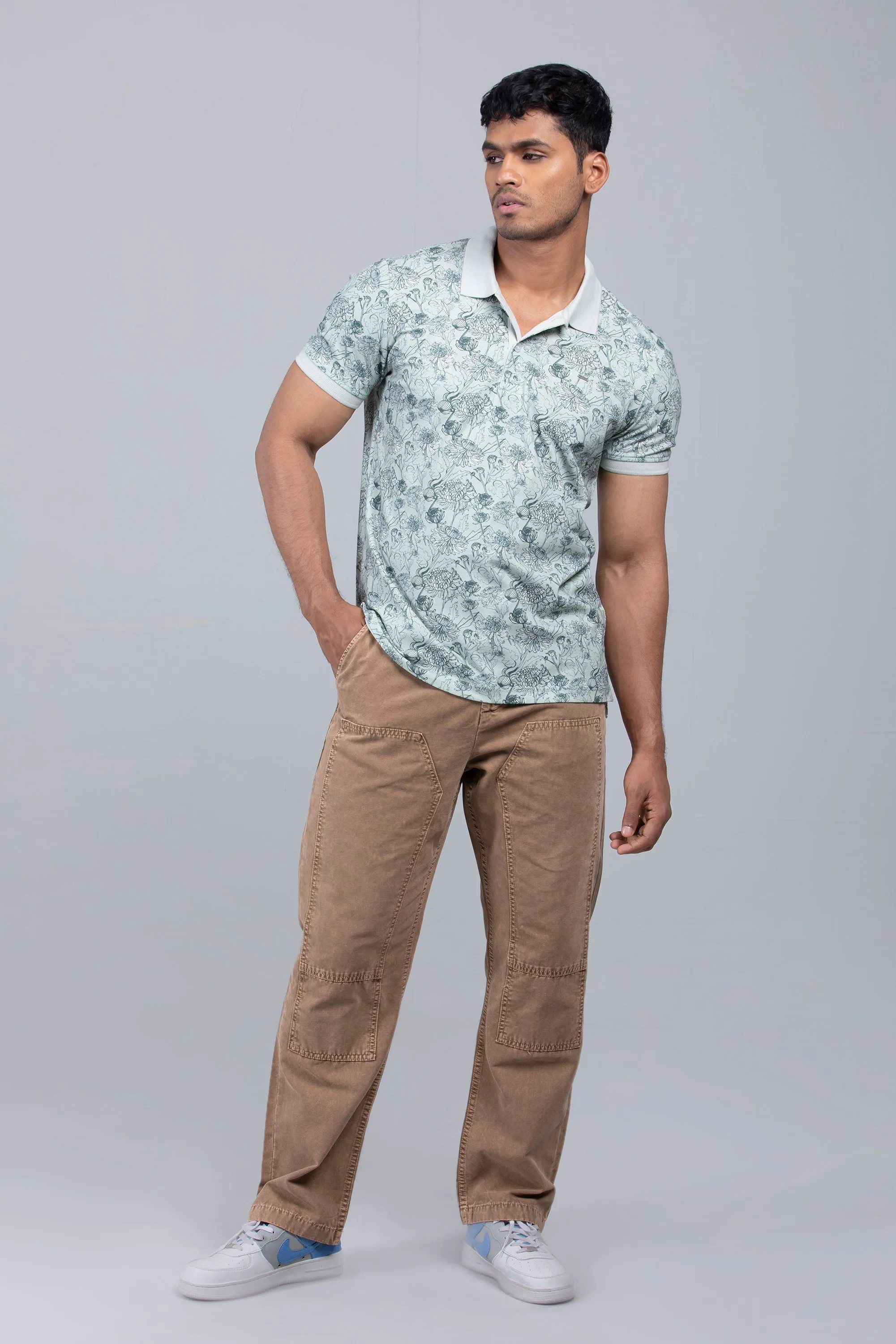 Floral Printed Polo Shirt