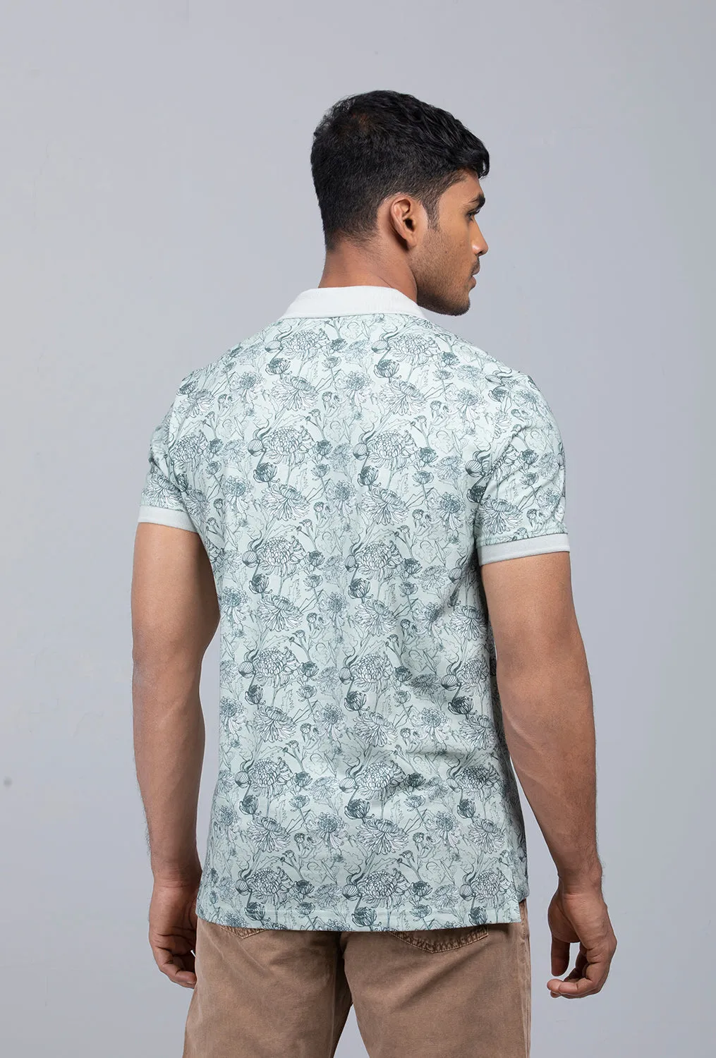 Floral Printed Polo Shirt