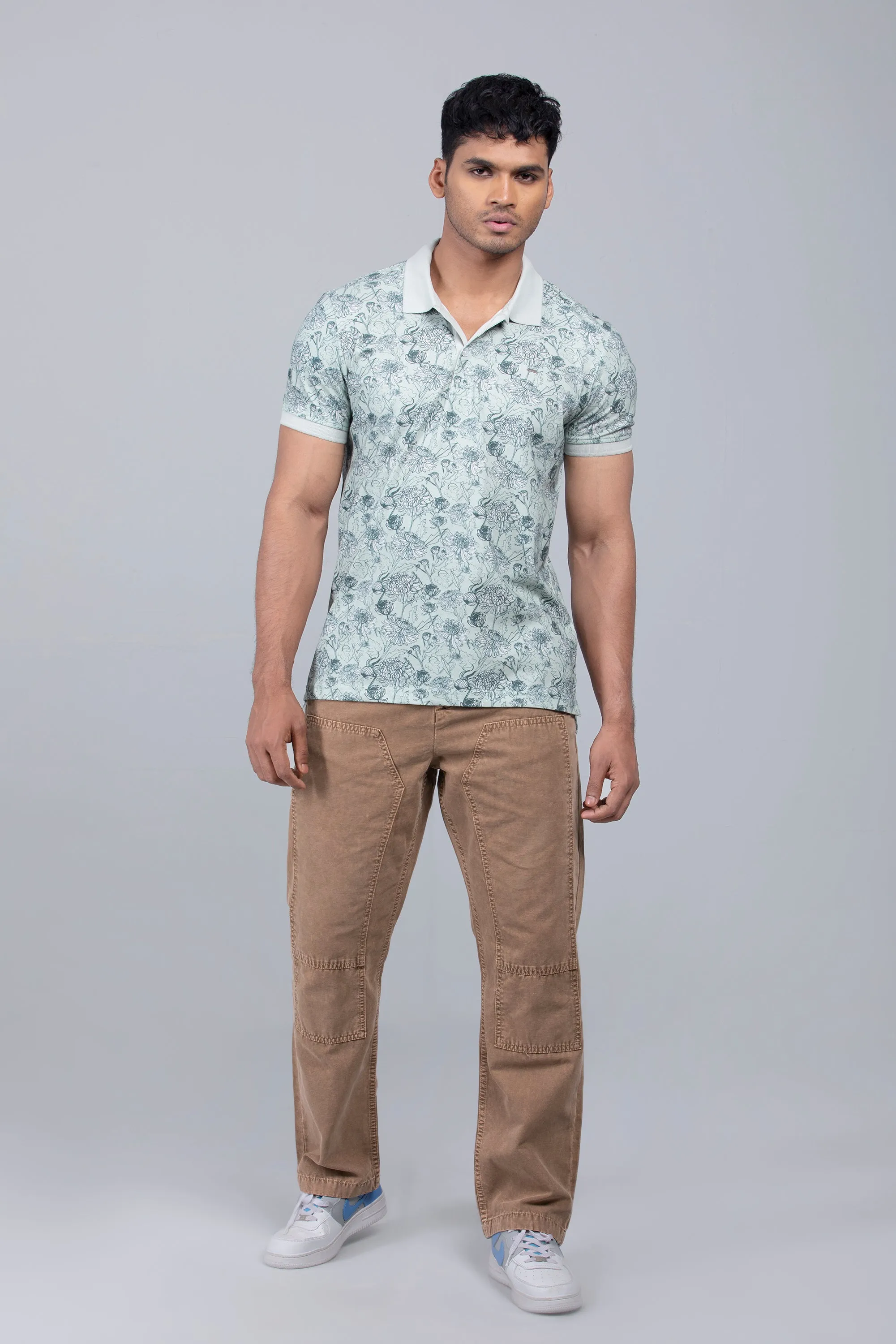 Floral Printed Polo Shirt