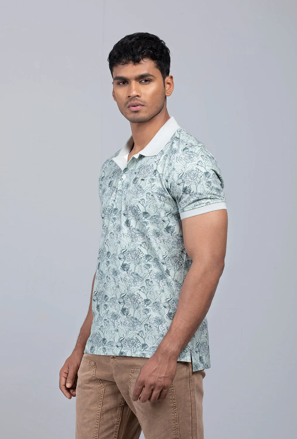 Floral Printed Polo Shirt