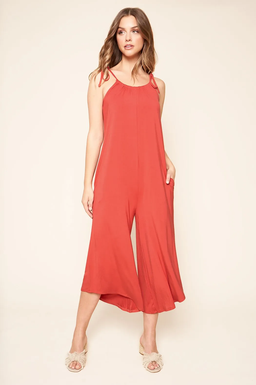 Florence Flowy Sleeveless Jersey Knit Jumpsuit