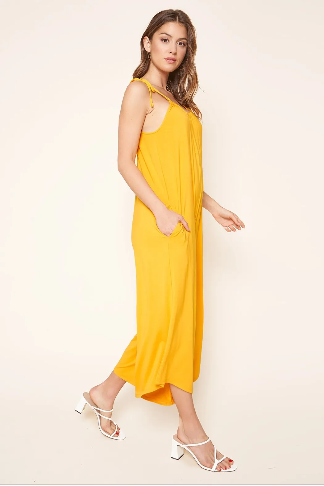 Florence Flowy Sleeveless Jersey Knit Jumpsuit