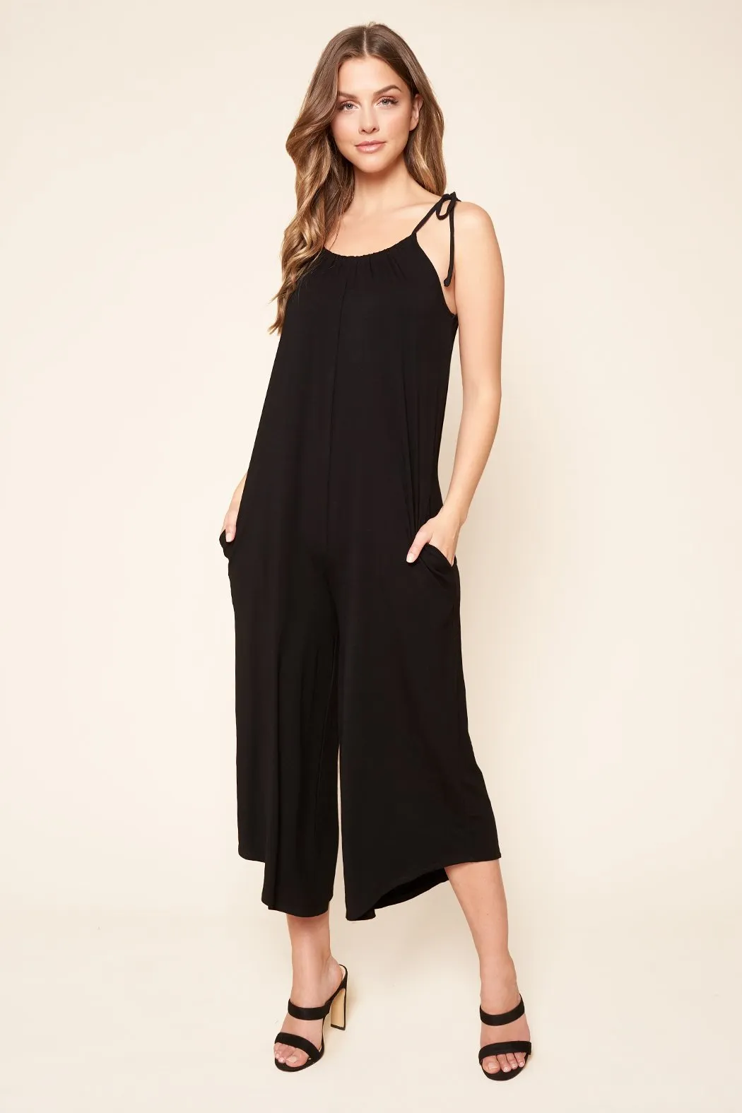 Florence Flowy Sleeveless Jersey Knit Jumpsuit