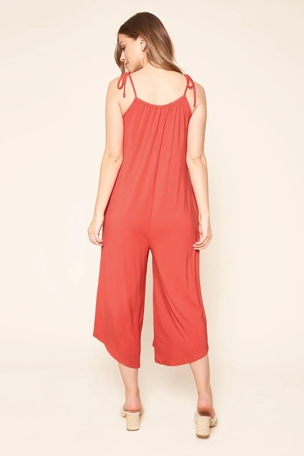 Florence Flowy Sleeveless Jersey Knit Jumpsuit