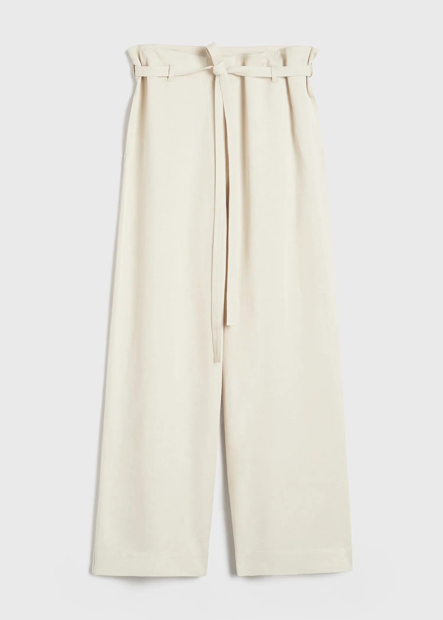 Fluid tie-waist trousers pearl