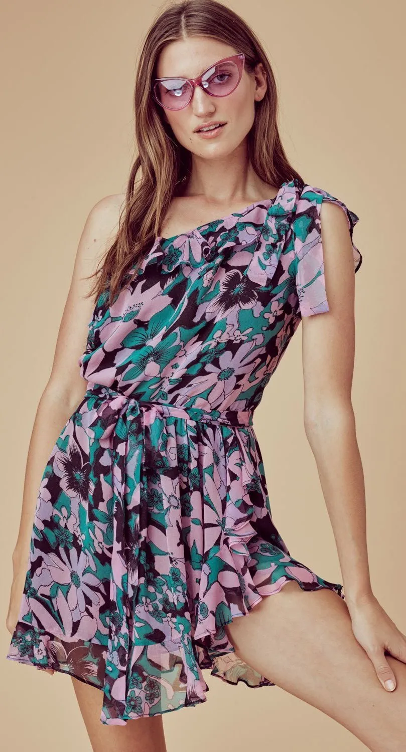 Love and Lemons Maritza Floral One Shoulder Dress.