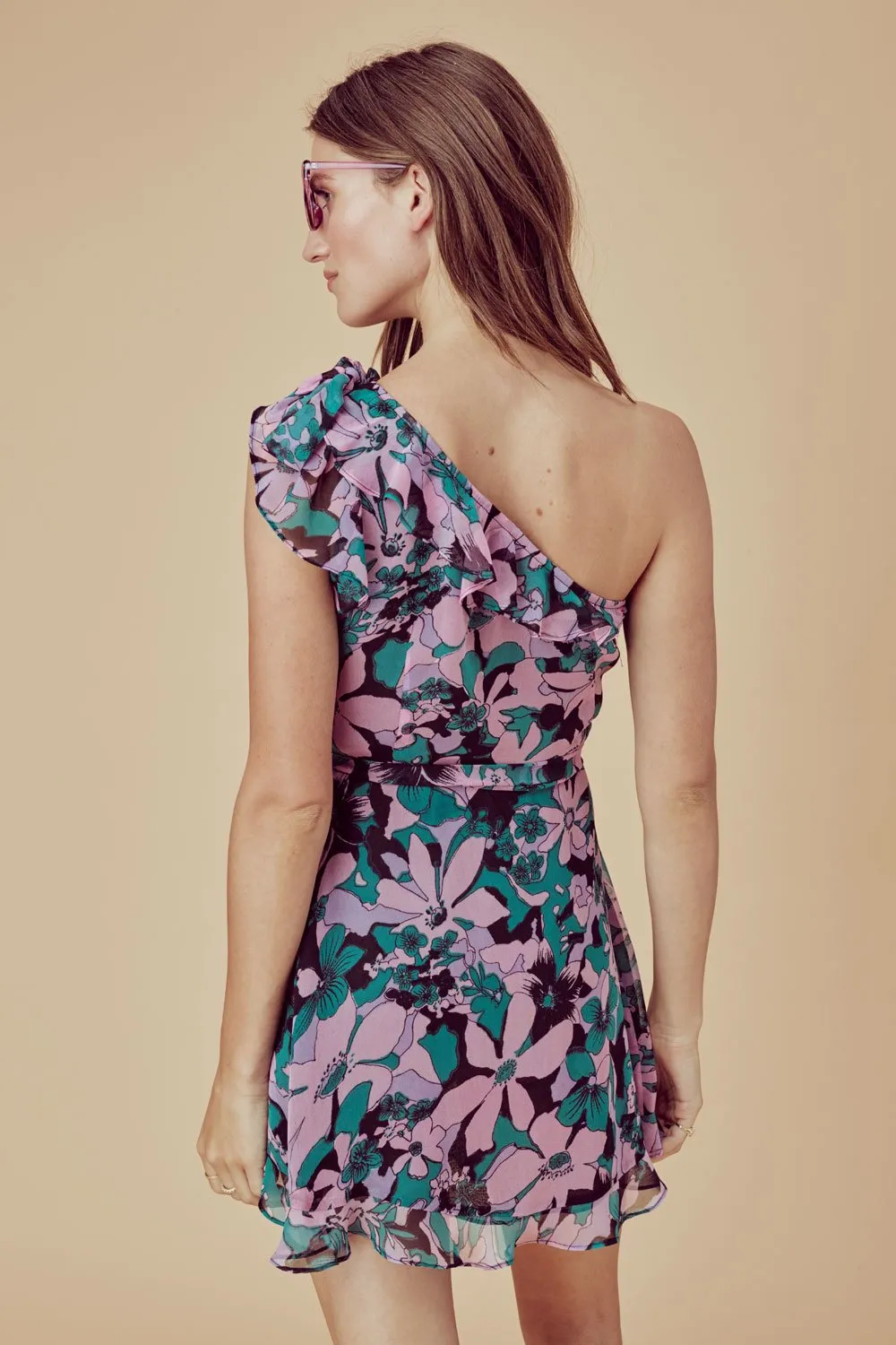 Love and Lemons Maritza Floral One Shoulder Dress.