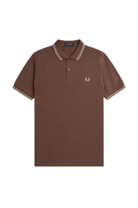 Fred Perry Twin Tipped Polo Shirt Brick/Warm Grey