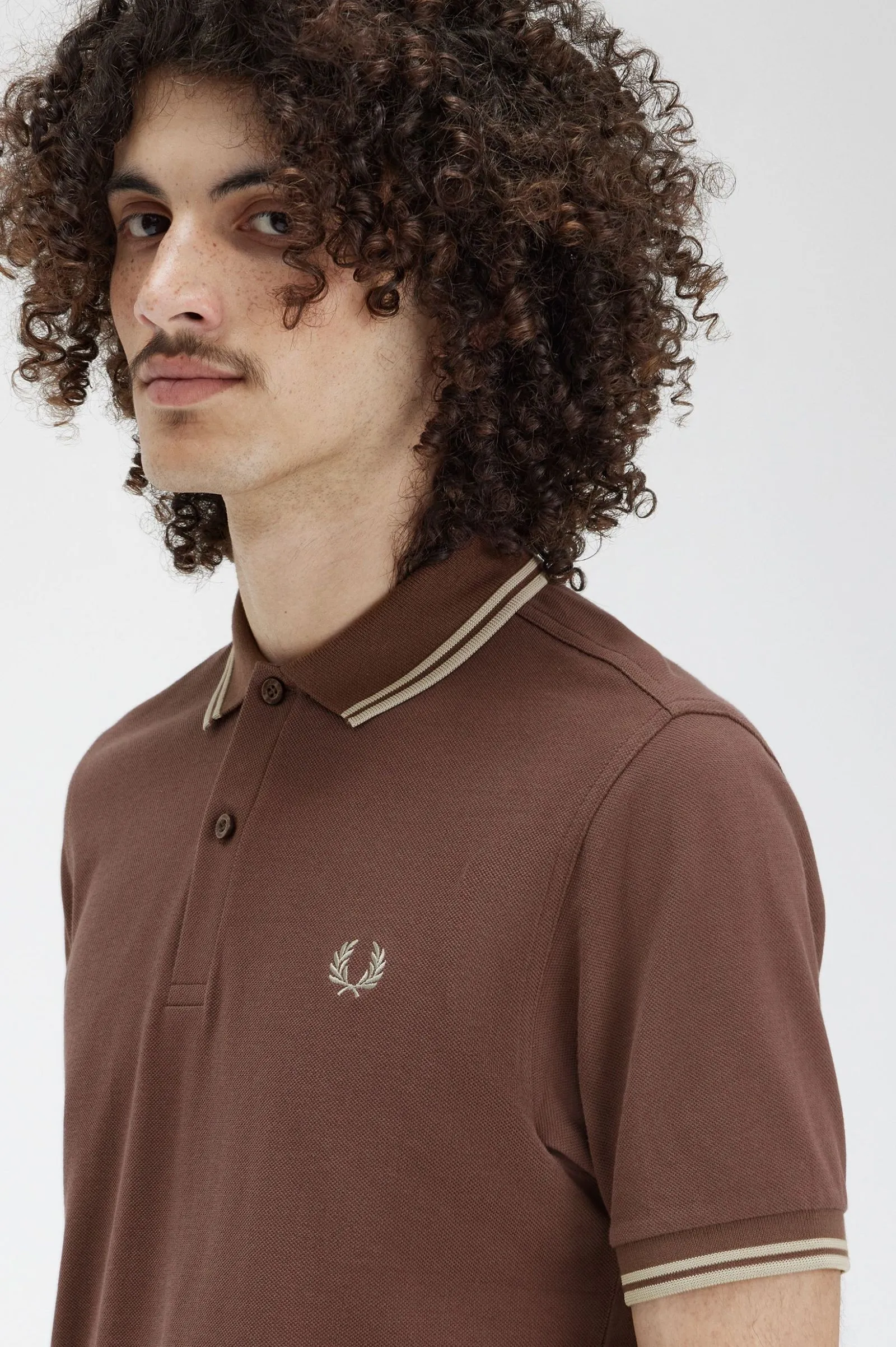 Fred Perry Twin Tipped Polo Shirt Brick/Warm Grey