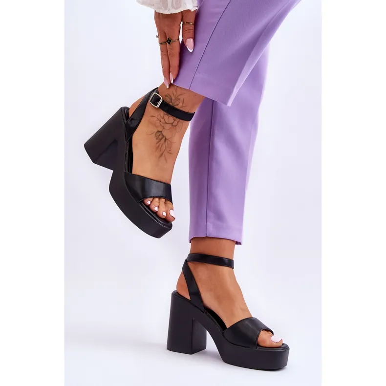 FS1 Fashionable Sandals On Massive Black Karmine Heels