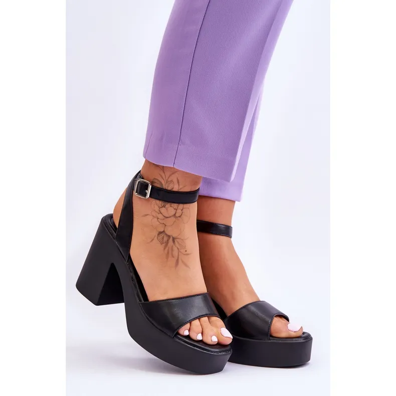 FS1 Fashionable Sandals On Massive Black Karmine Heels