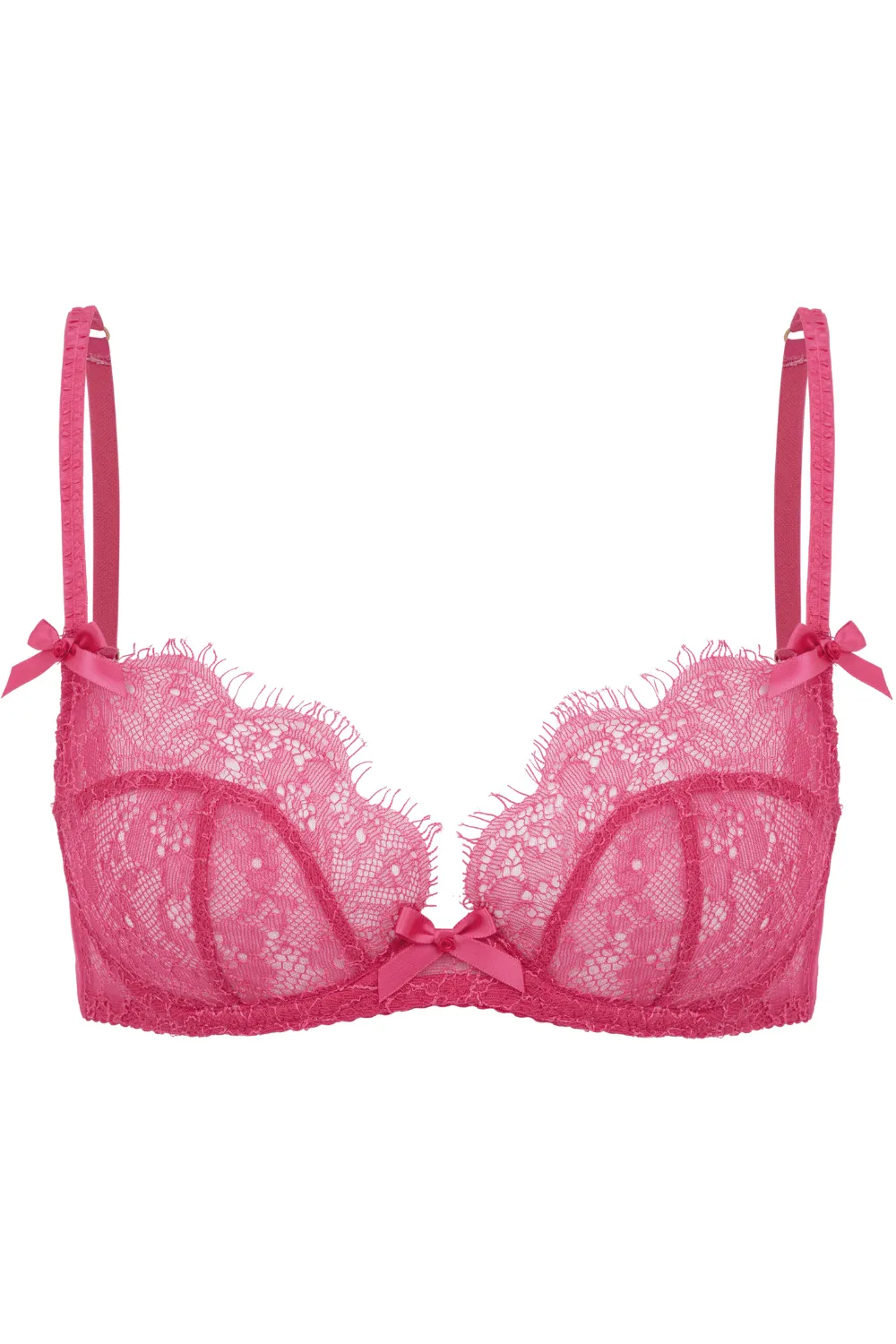 Fuchsia Lace Plunge Underwired Bra by Lorna