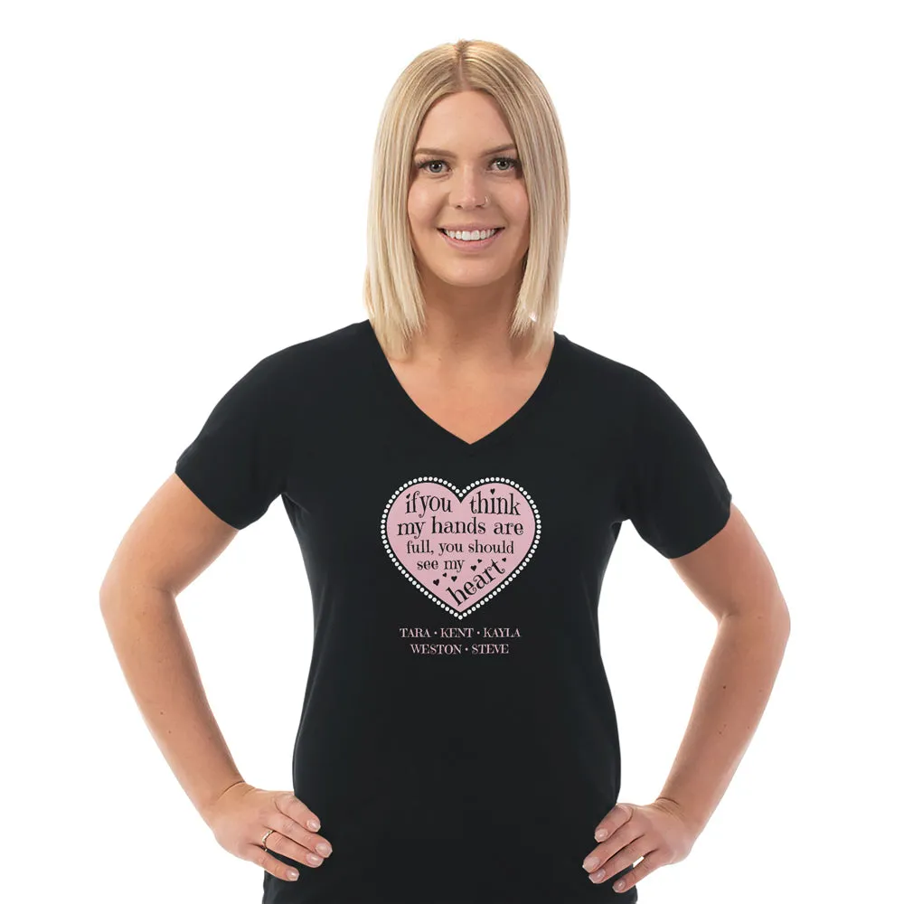 Customizable Full Heart V Neck Tee for Women