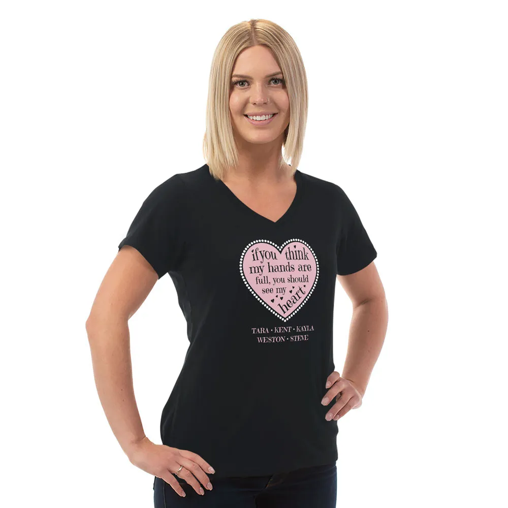 Customizable Full Heart V Neck Tee for Women