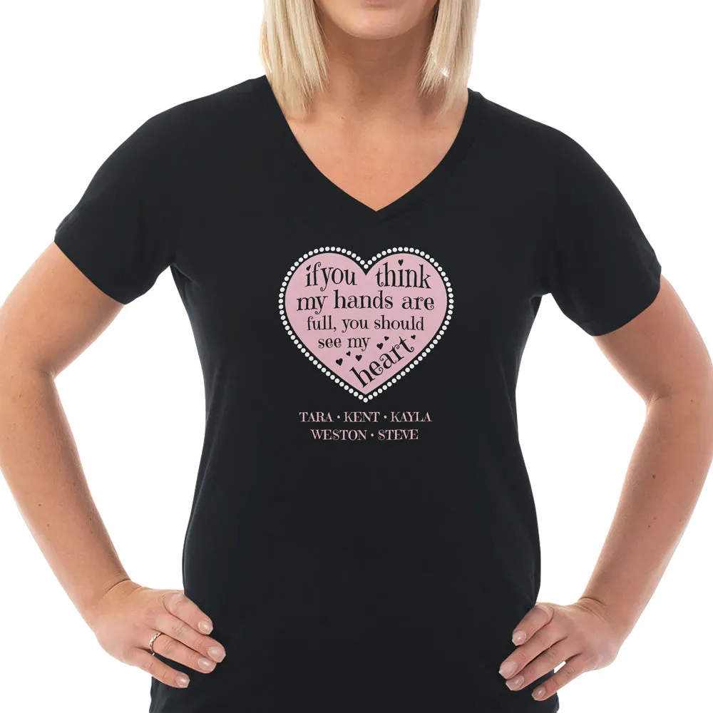 Customizable Full Heart V Neck Tee for Women