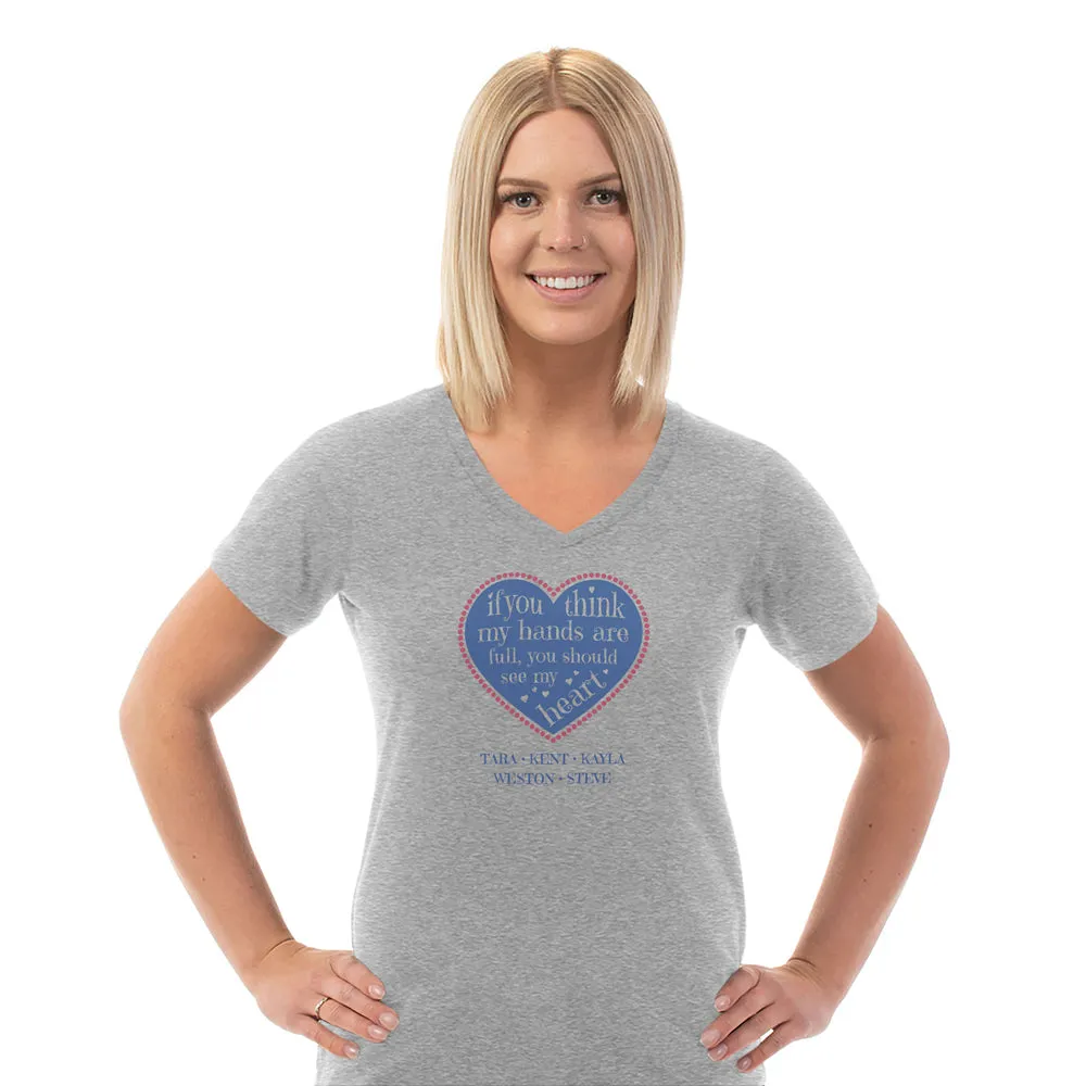 Customizable Full Heart V Neck Tee for Women