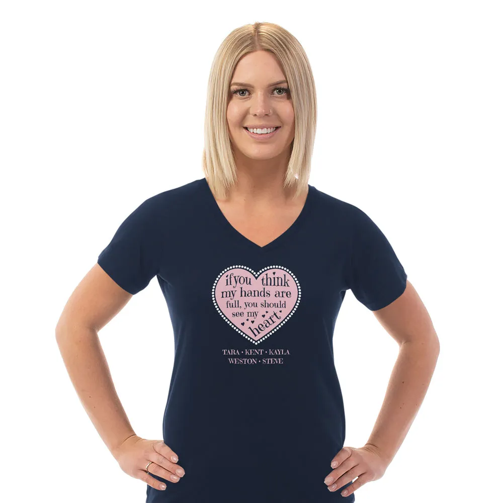 Customizable Full Heart V Neck Tee for Women