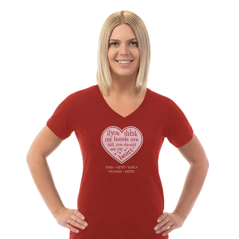 Customizable Full Heart V Neck Tee for Women