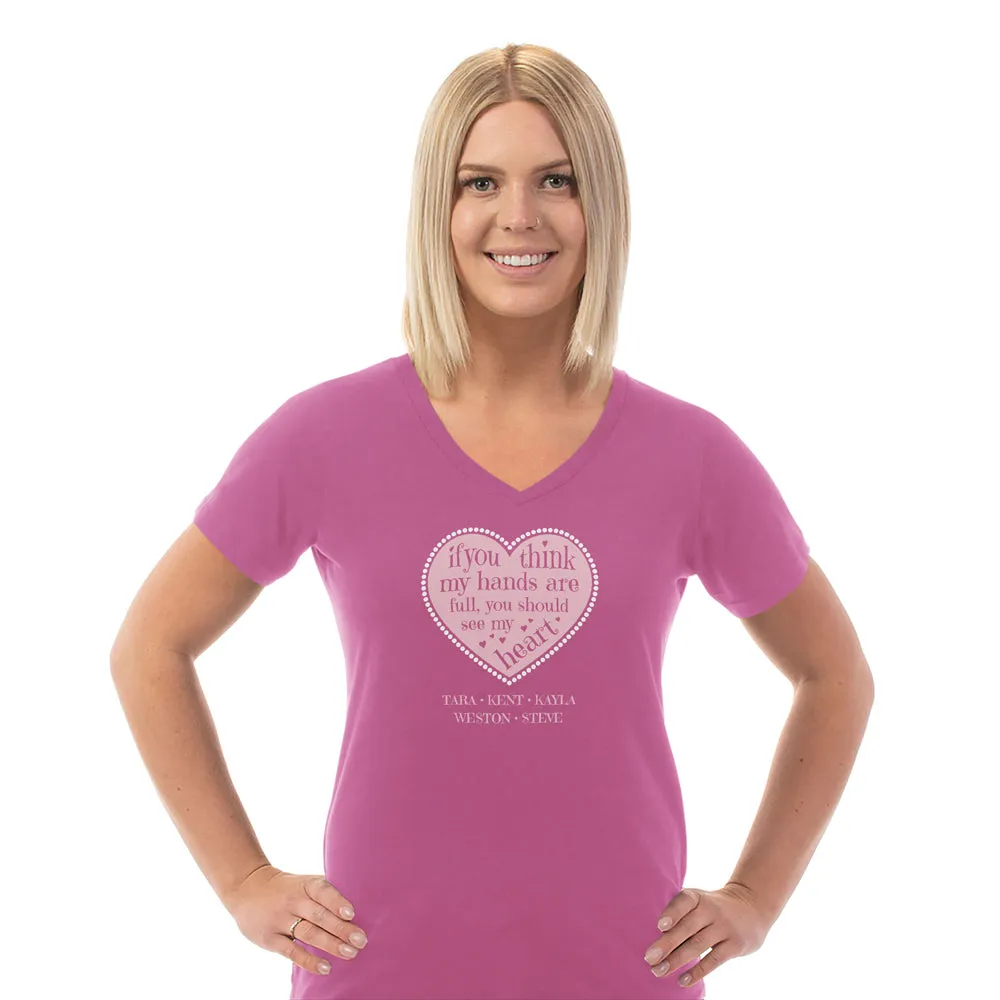 Customizable Full Heart V Neck Tee for Women