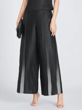 Gambiered Guangdong  Habotai Silk Wide-Leg Trousers