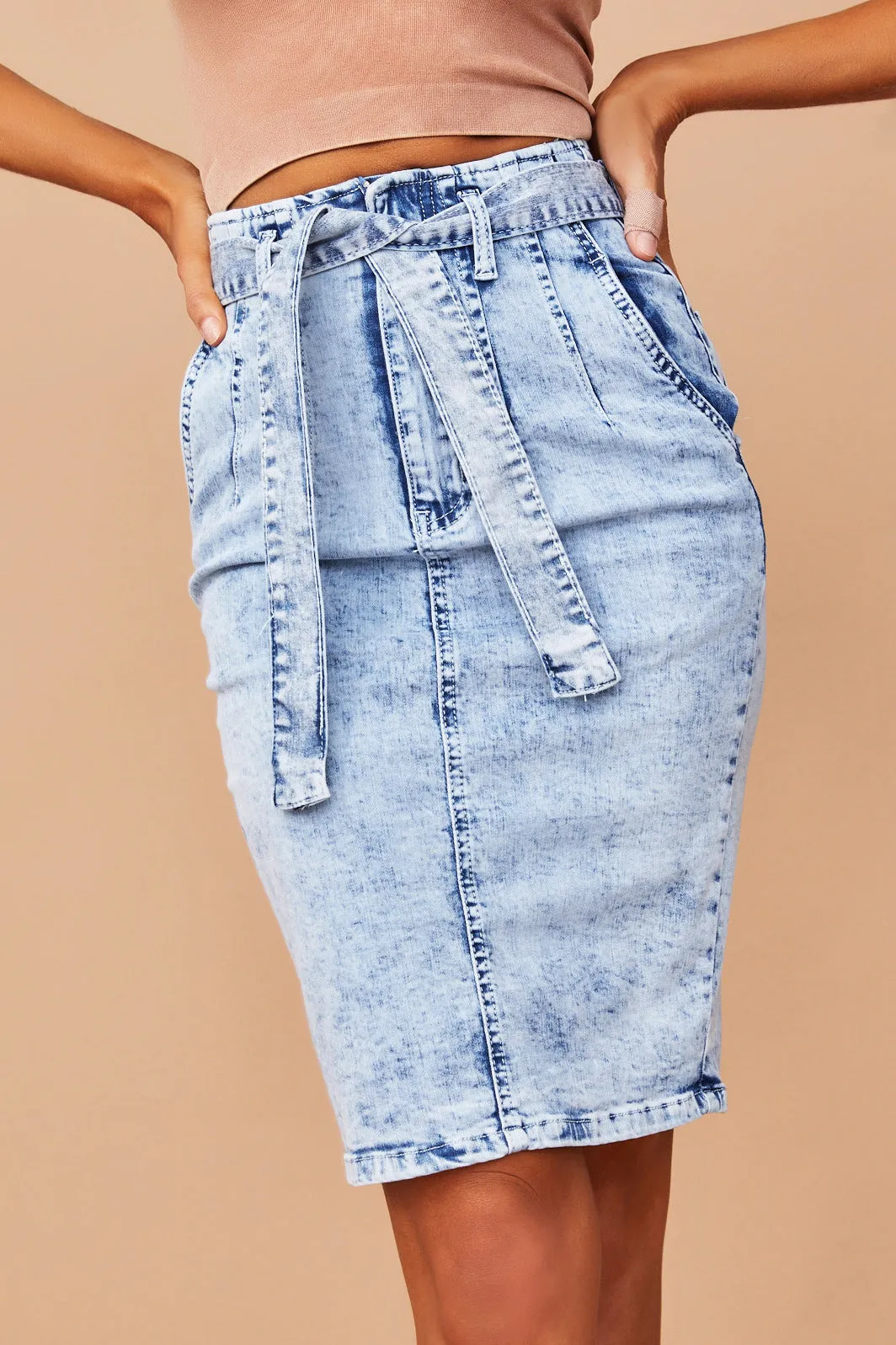 Girl Howdy Denim Skirt - Washed Blue