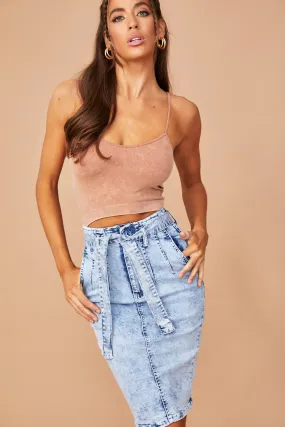 Girl Howdy Denim Skirt - Washed Blue