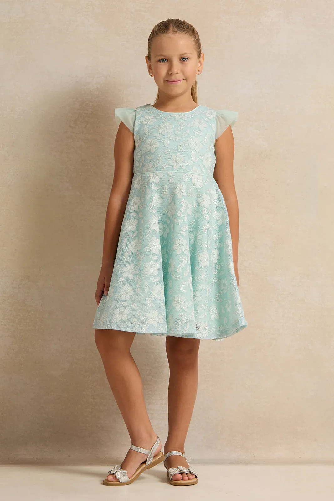 Girls Bonded Scuba Floral Dress