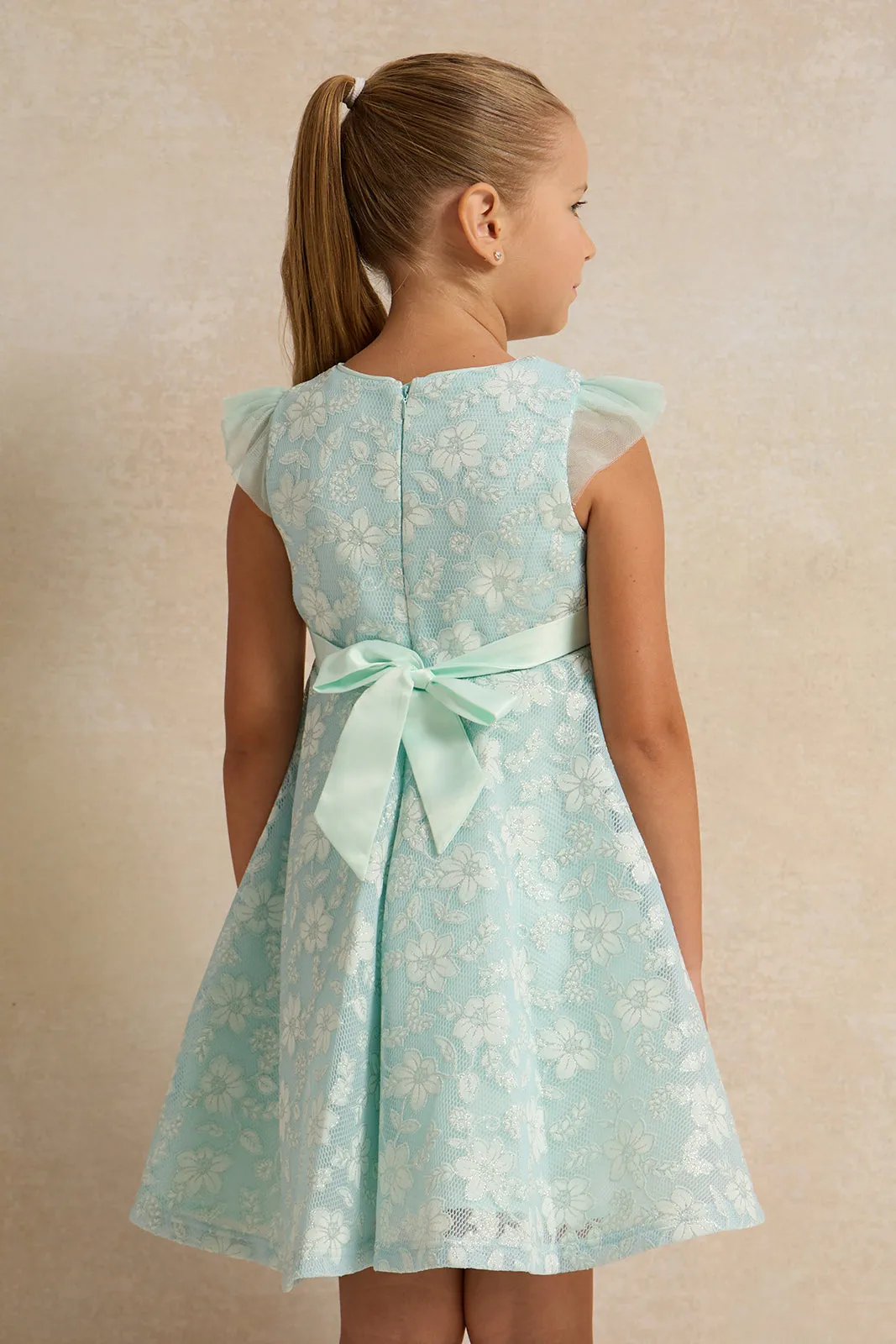 Girls Bonded Scuba Floral Dress