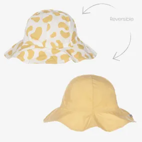 Girls Yellow Leopard Reversible Hat