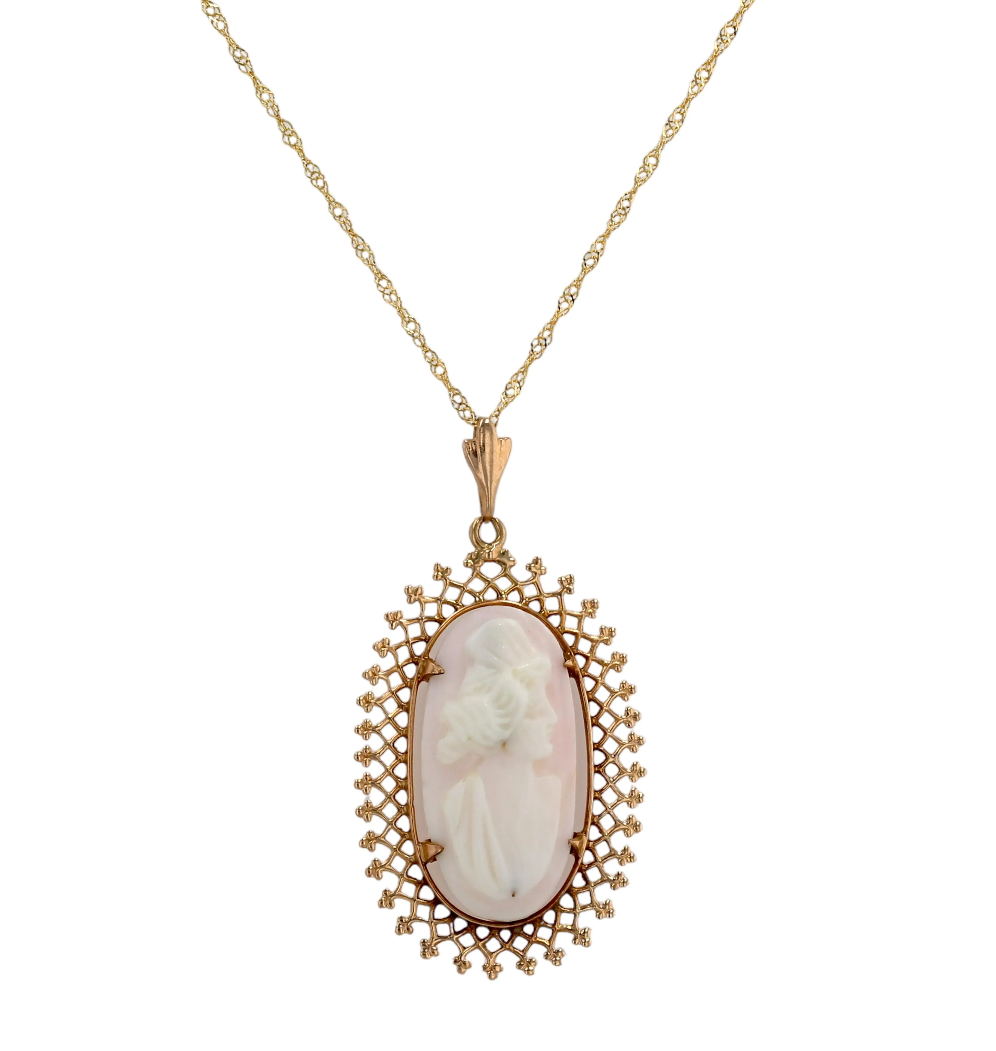 Gold 10k set cameo pendant