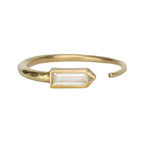 Gold Open Pen Ring with Bezel-Set Baguette Diamond